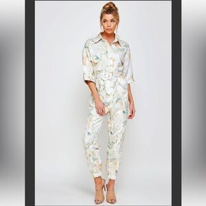 Floral Print Utility Jumpsuit